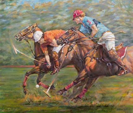 “The Four Players” Oil on canvas, 23.5 x 27.5 inches, Signed