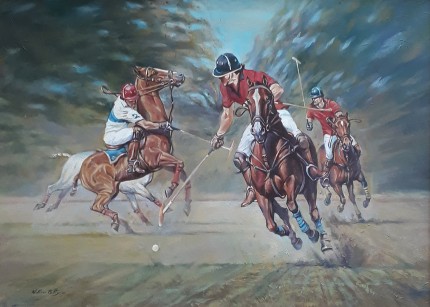 “Crossing” Oil on canvas, 19.6 x 27.5 inches, Signed
