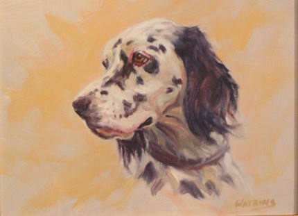 “English Setter” Oil on canvas, 9 x 12 inches, Signed