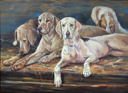 “Merrilee Hounds” Oil on canvas, 22 x 30 inches, Signed
