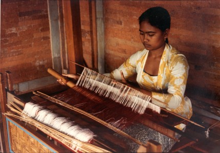 Bali woman at loom, One of an extensive photographic essay in color, Available as a vintage Ektacolor print, 8x10 or a modern digital print, any size. 