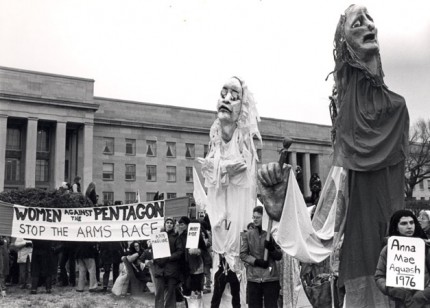 Puppets at Pentagon, Women's Pentagon Action, 1980, 8x10" silver print