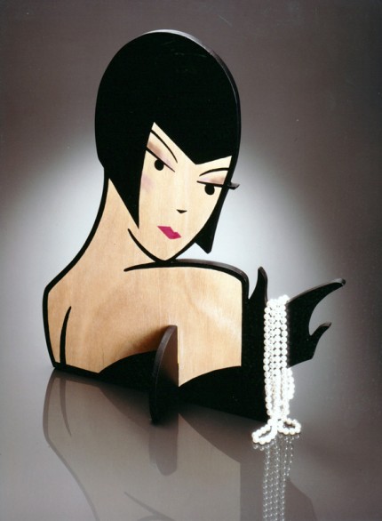 "Black-Haired with Pearls, Lancôme" Wooden Companion, Table-size