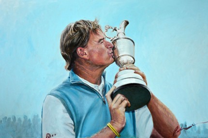 “Ernie Wins The Open For A Second Time” Acrylic on Canvas, 120 x 80 cm, Signed