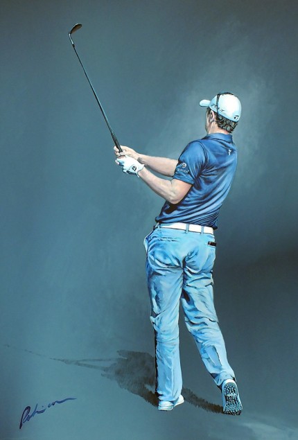 “Justin Rose” Acrylic on canvas, 48 x 32 inches, Signed - Sold
