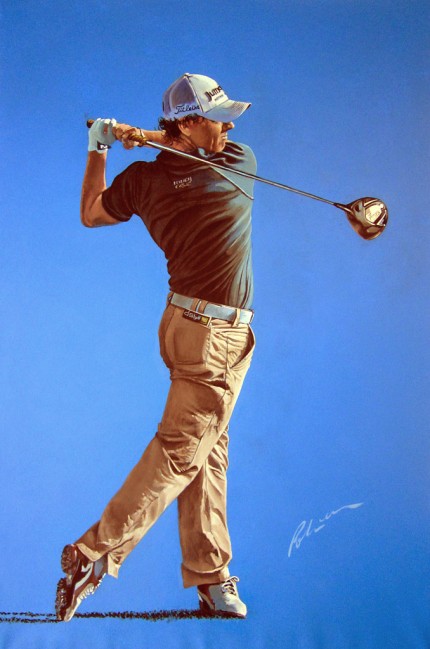 “Rory McIlroy, 2011” Acrylic on canvas, 48 x 32 inches, Signed