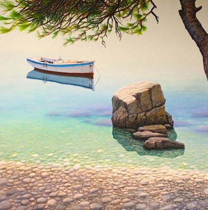 “Summer” The Water Series, Oil on canvas, 30 x 30 inches, Signed