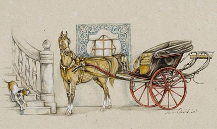 “Carriage Horse II” Ink on paper