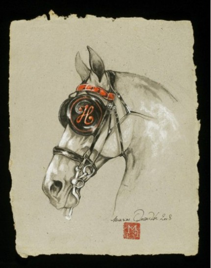 “Carriage Horse” Ink on paper