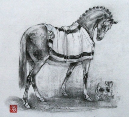 “Horse and Dog” Ink on paper