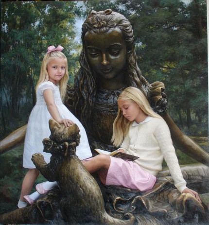 "Visiting Alice" oil on canvas, 54 x 56 inches