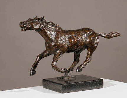 "Cavalla Volante" (Flying Mare), Bronze on Cambrian Black Granite, 10.5 x 18 x 5.25 inches