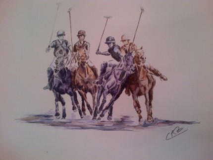 "Teamwork" Pen and Ink, 33 x 23 inches, Signed