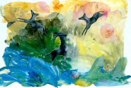 Mythical Escapade CXL, 1995 Collage on Paper 33” x 47.5”