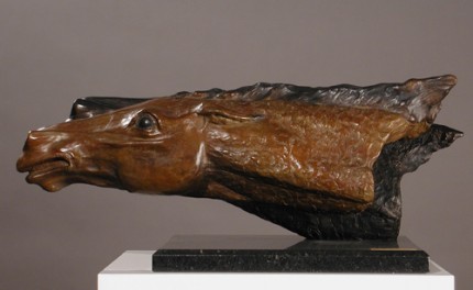 “Photo Finish” Bronze on Black Granite, 10.25 x 27.5 x 12 inches