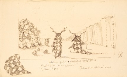 "Reverendisimo I" (Study for Paintings) Ink drawing on paper, 5 x 8.5 inches, Dated: 1967
