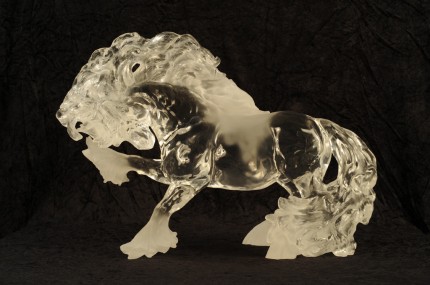 Gypsy Fire in Lucite, 22” L x 10” D x 21” H
