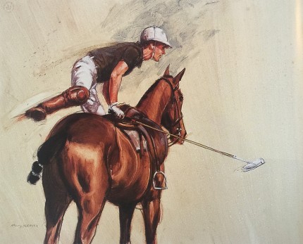 Henry Koehler “Green Player Mounting” (Portrait of H. Jeremy Chisholm) 1990, Oil on paper, Loan: Mr. Sebastian de Ferranti