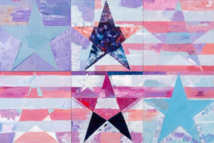 “Red and Blues” Acrylic on wood, 48 x 72 inches