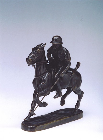 Andre Guiet, French (1880 - 1969) "Art Deco Polo Player" Bronze, 10 x 9 inches, Signed & Numbered. Makers signature and FRANCE marked to the bronze base.
