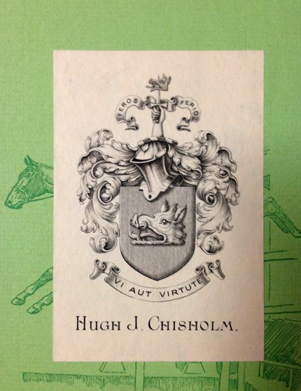 "We just acquired this amazing sporting library of Hugh J. Chisholm" http://thecarycollection.tumblr.com/post/95286301065/we-just-acquired-this-amazing-sporting-library