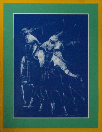 Hans Rudolph ‘Jimmy’ Giebeler, German Contemporary “Abstract Polo II” c. 1983, Acrylic on paper, 25.25 x 19 inches, Signed lower right