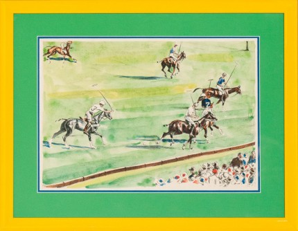 Joseph Webster Golinkin, American (1896-1977) “Six Polo Players” Coloured print, 10.25 x 14.75 inches