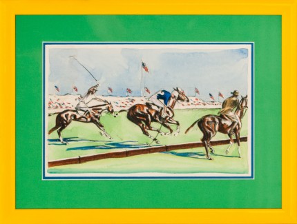 Joseph Webster Golinkin, American (1896-1977) “International Polo Field Scene 3” Coloured print, 8 x 11.25 inches