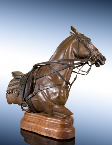 Elizabeth Guarisco, American Contemporary “Power Player” View from right, Edition 23 of 24, Bronze, 21 x 12 x 24 inches, Signed, Dated, and Inscribed with Edition # 23/24