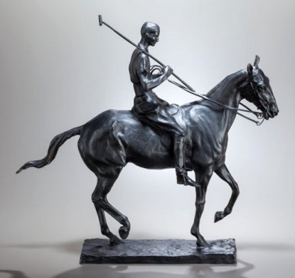Charles Cary Rumsey, American (1879 - 1922) "Polo Player on Pony: Harrison Tweed" c. 1910-12, Bronze, Edition of 25, 19 x 20 x 6 inches, Signed and Numbered. Harrison Tweed was a polo player and friend of Charles Rumsey, as well as a member of Meadowbrook Polo Club.