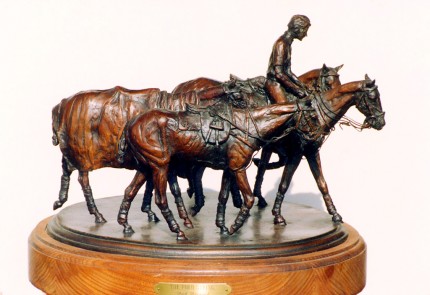 Rich Roenisch, Canadian Contemporary "Polo String" Bronze, Edition of 30, 20 x 10 x 11 inches, Signed & Numbered