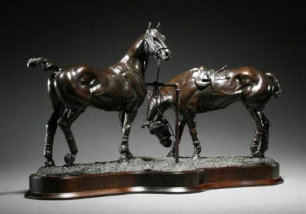 Gill Parker, British Contemporary "Polo X: Pony Lines" Bronze, Edition of 9, 12 x 20 inches, Signed and Numbered