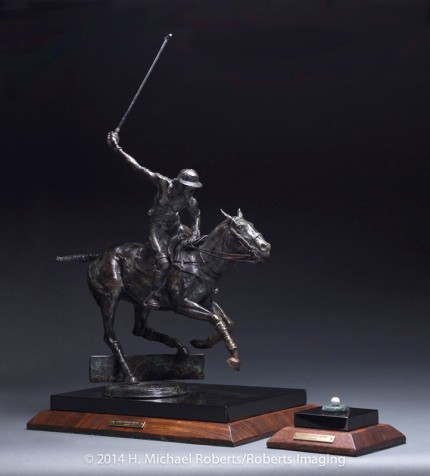 Gerald Anthony Shippen, American Contemporary “The Lady Polo Player” Bronze, 21 x 23 x 10 inches, Edition: 2/10, Signed & Numbered