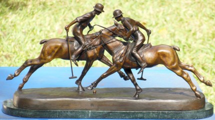 Andre Guiet, French (1880 - 1969) "Two Polo Players" Bronze, 7 ¾ x 21 ½ x 11, Signed