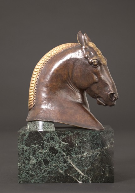 “Head of Suffolk Punch” c. 1922-1924, Bronze, Dark brown patina, 17 x 11.5 x 7.25 inches