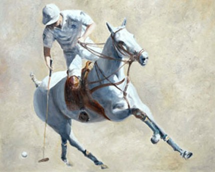 Charo Aymerich, Spanish Contemporary “Polo en Blanco” Limited Edition of 25, Giclée print, Somerset velvet paper, 66 x 55 cm (Image 60 x 48 cm), Signed, Numbered and Dated 2006