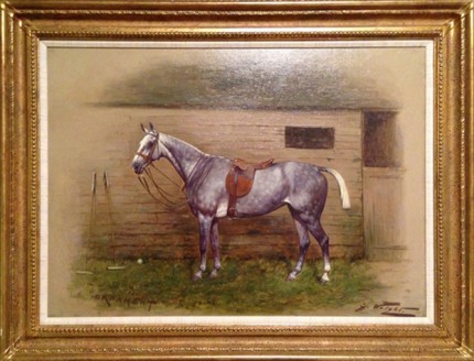 George Wright, English (1860-1942) "POLO - Ornament" Oil on canvas, 16 x 21.5 inches, Framed: 22 x 27 inches, Signed lower right, Inscribed lower left, Provenance: The Estate of William T. Ylvisaker
