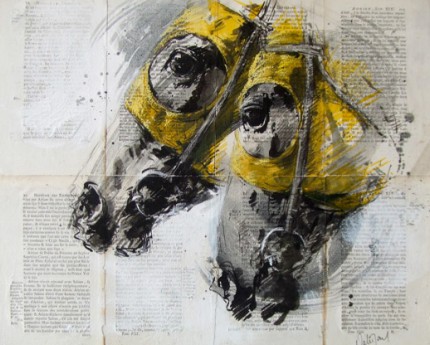 “Jaune” Mixed media on collage, Signed