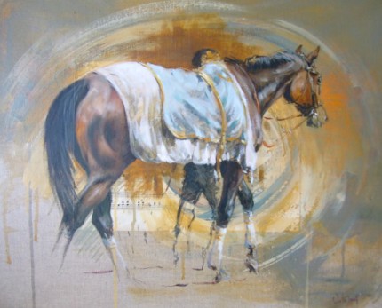 “Walking Ring” Mixed media on canvas, Signed