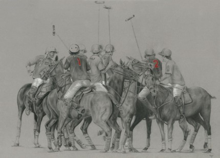 "Polo Drawing III" Graphite on paper, 20 x 28 inches, Signed