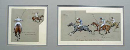 Snaffles, British, (1884-1967) "Polo - by Snaffles" and "Polo - It's The Pace That Kills The Finances" Two watercolours framed as one, Signed upper left, c. 1920, 10 x 15 inches, Condition for each is Excellent, Rare & Scarce