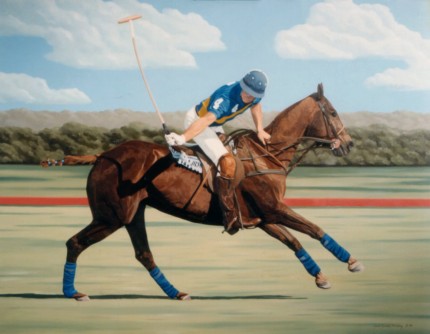 Ricardo Morales-Hendry, Colombian Contemporary “Polo V” Oil on canvas, 30 x 38 inches, Signed