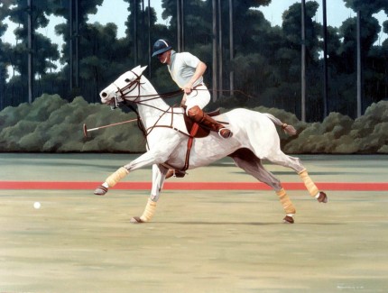Ricardo Morales-Hendry, Colombian Contemporary “Polo VI” Oil on canvas, 30 x 38 inches, Signed