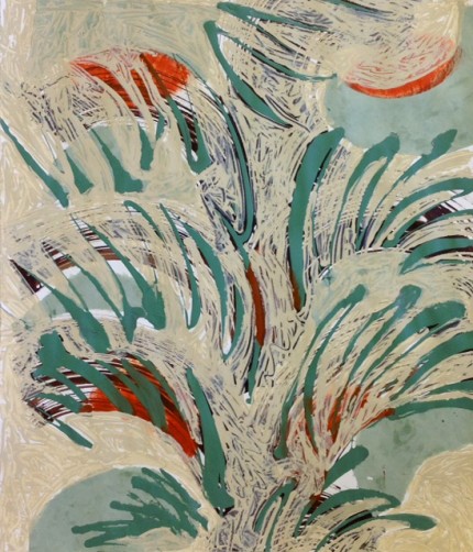 "Feu D'Artifice" Mixed Media, 50 x 44 inches
