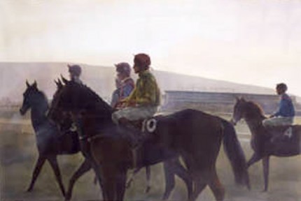 "Jockeys at the Start - Cheltenham" Watercolour
