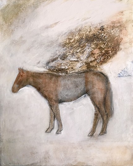 “Quiet Moments 2” Mixed media, Oil, Charcoal, Mylar & Acrylic on canvas, 10 x 8 inches