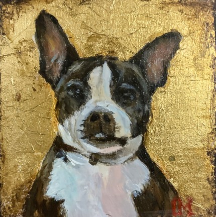 “Sir Winston with Gold Leaf” Oil on canvas