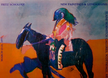 “Fritz Scholder: New Paintings & Lithographs” The Elaine Horwitch Galleries, Scottsdale, Arizona, March 13-31, 1977, Limited Edition Poster, 24 x 28 inches