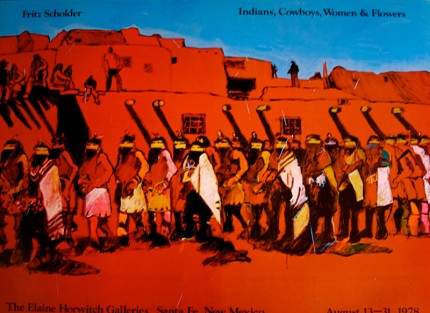 “Fritz Scholder: Indians, Cowboys, Women & Flowers” The Elaine Horwitch Galleries, Santa Fe, New Mexico, August 13-31, 1978, Limited Edition Poster, 24 x 32 inches