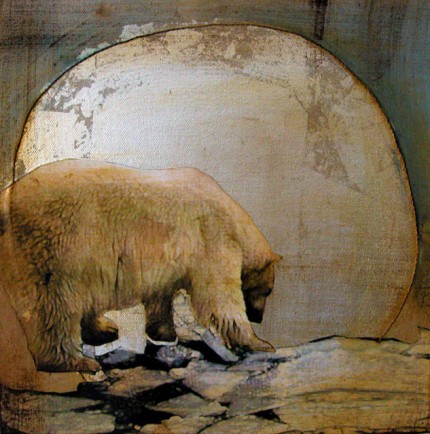 “Pausing For Light” 2005, Oil and mixed media on canvas, 12 x 12 inches